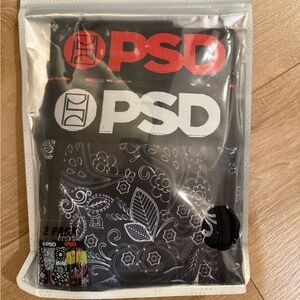 PSD Men's Black and Red Patterned Boxer Briefs Size S NWT